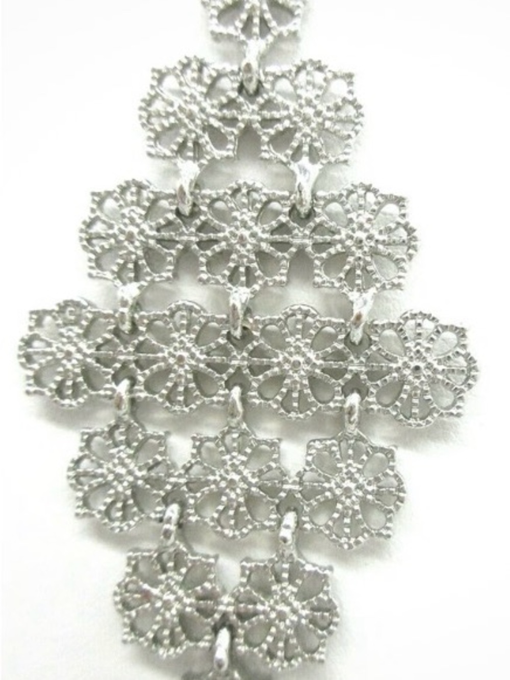 Loft signed 34”Silver Filigree Floral Statement Necklace - Elegant Women Jewelry